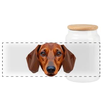 Dackel Dachshund Zwergdackel Dackelclub Teckel - Panorama Keksdose mit Holzdeckel - Weiß - Vorne