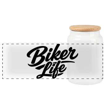 biker life - Panorama Keksdose mit Holzdeckel - Weiß - Vorne