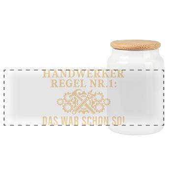 Règle de l’artisan : C’était déjà le cas - Boîte à biscuits avec couvercle en bois - blanc - Devant