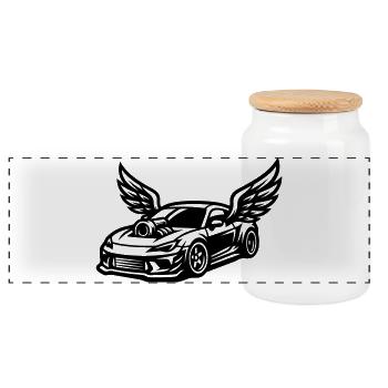 Réglage de voitures Icône de voiture de sport - Boîte à biscuits avec couvercle en bois - blanc - Devant