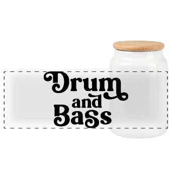 Drum and Bass Bold Typography - Panoramic Cookie Jar with Wooden Lid - white - Front