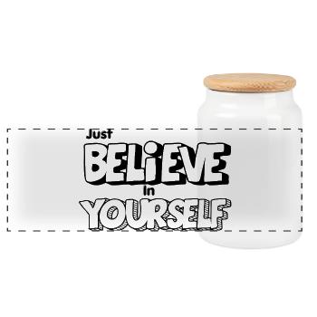 T-shirt Croyez en vous | T-shirt de motivation - Boîte à biscuits avec couvercle en bois - blanc - Devant