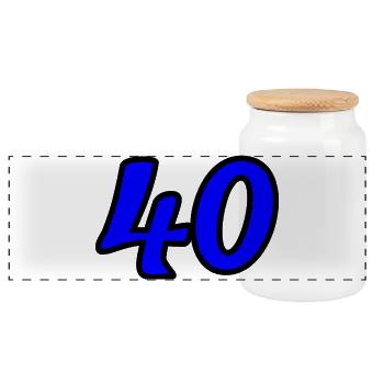 40. 40 YEARS. 40th ANNIVERSARY. 40 YEARS ANNIVERSARY. - Panoramic Cookie Jar with Wooden Lid - white - Front