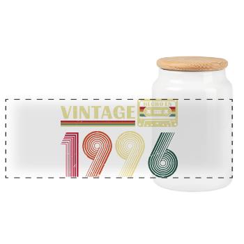 1996 Vintage Birthday Gift Man Woman - Panoramic Cookie Jar with Wooden Lid - white - Front