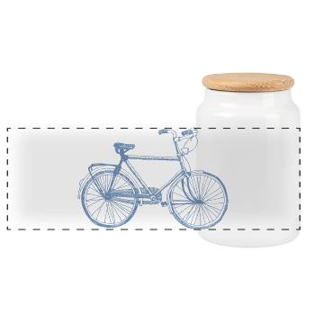 Cycliste Retro Sketch Silhouette Vintage - Boîte à biscuits avec couvercle en bois - blanc - Devant