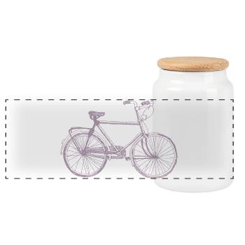 Cycliste Retro Sketch Silhouette Vintage - Boîte à biscuits avec couvercle en bois - blanc - Devant