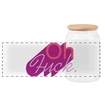 Oh Fuck Script in Purple Hue - Panorama Keksdose mit Holzdeckel - Weiß - Vorne