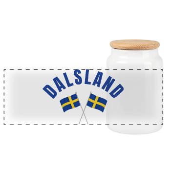 Dalsland Schwedische Flaggen - Panorama Keksdose mit Holzdeckel - Weiß - Vorne