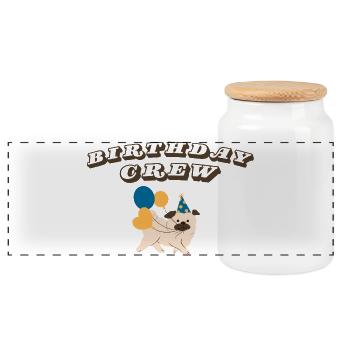 Birthday Crew - Panoramic Cookie Jar with Wooden Lid - white - Front