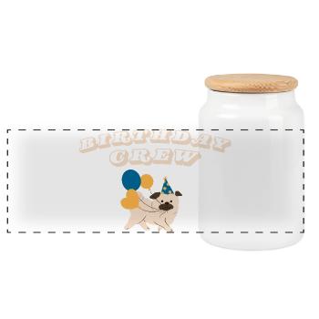 Birthday Crew - Panoramic Cookie Jar with Wooden Lid - white - Front