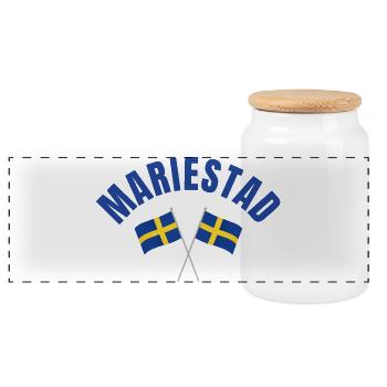 Mariestad a traversé les drapeaux suédois - Boîte à biscuits avec couvercle en bois - blanc - Devant