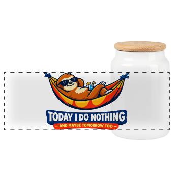 Lazy day in the hammock - Panoramic Cookie Jar with Wooden Lid - white - Front