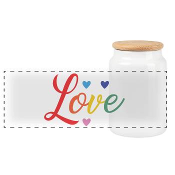 LGBT Pride Month - Love is Love - Panoramic Cookie Jar with Wooden Lid - white - Front