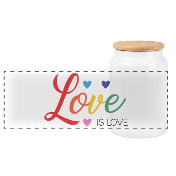 LGBT Pride Month - Love is Love - Panoramic Cookie Jar with Wooden Lid - white - Front