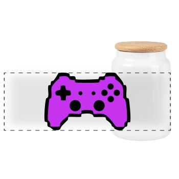 Retro Gamepad Controller Gamer - Panoramic Cookie Jar with Wooden Lid - white - Front