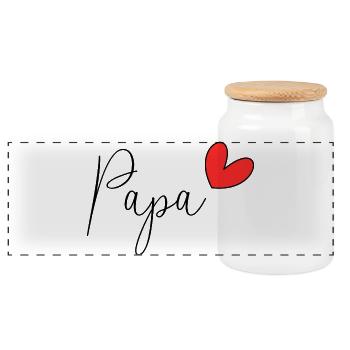 PAPA. VATERTAG. FROHER VATERTAG. ALLES GUTE ZUM GEBURTSTAG. - Panorama Keksdose mit Holzdeckel - Weiß - Vorne