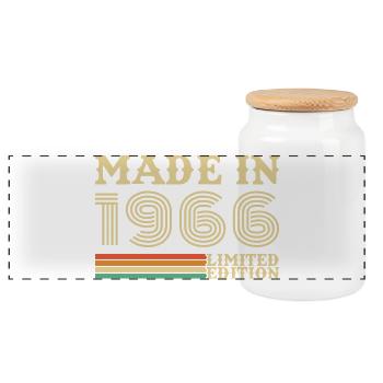 1966 Vintage Rétro Cadeau D'anniversaire - Boîte à biscuits avec couvercle en bois - blanc - Devant