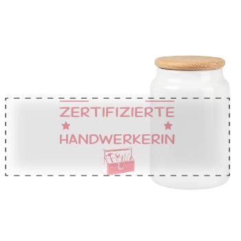 Handwerkerin 5 Sterne Beste Handwerkerin Geschenk - Panorama Keksdose mit Holzdeckel - Weiß - Vorne