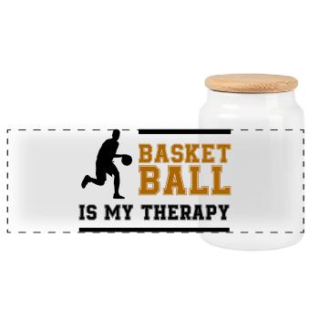 Lettrage rétro du basket-ball - Boîte à biscuits avec couvercle en bois - blanc - Devant
