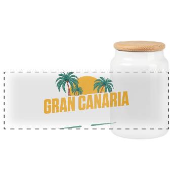 Gran Canaria Party Crew - Panorama Keksdose mit Holzdeckel - Weiß - Vorne