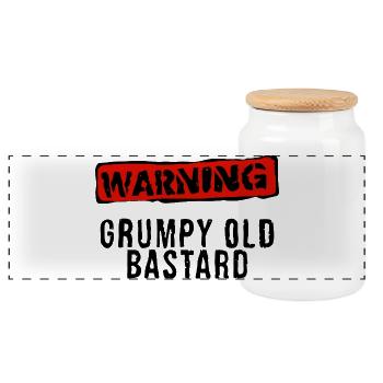 Warning Stamp Red - Panoramic Cookie Jar with Wooden Lid - white - Front