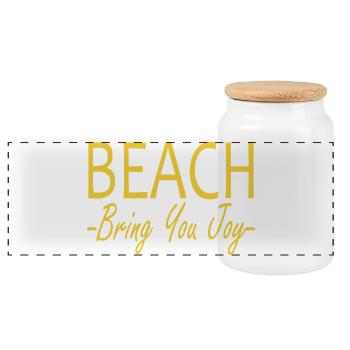 Beach bring you joy - Panoramic Cookie Jar with Wooden Lid - white - Front
