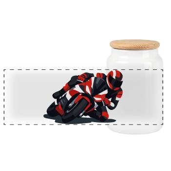 Racer Geometry Print - Panoramic Cookie Jar with Wooden Lid - white - Front