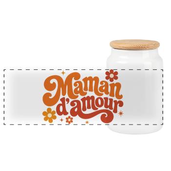 Maman d'amour groovy florale - Boîte à biscuits avec couvercle en bois - blanc - Devant