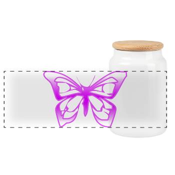 Schmetterling - Panorama Keksdose mit Holzdeckel - Weiß - Vorne