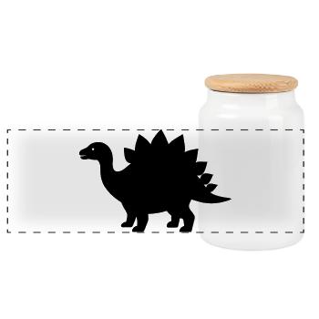 Stegosaurus - Panoramic Cookie Jar with Wooden Lid - white - Front