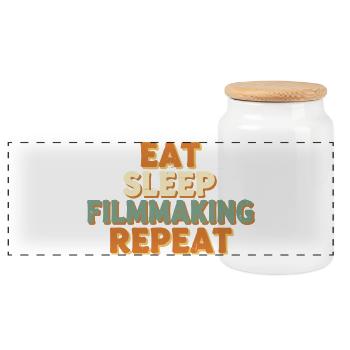 Manger Sommeil Répéter le cinéma - Boîte à biscuits avec couvercle en bois - blanc - Devant