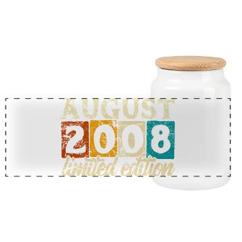 Édition limitée cadeau d’anniversaire d’août 2008 - Boîte à biscuits avec couvercle en bois - blanc - Devant