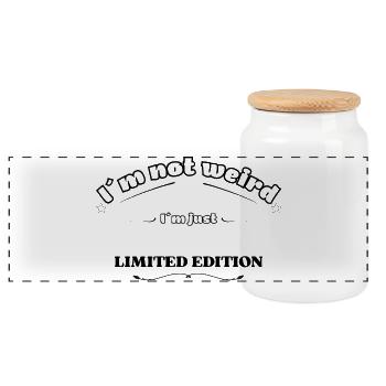 I'm Not Weird, I'm Just Limited Edition - Panoramic Cookie Jar with Wooden Lid - white - Front