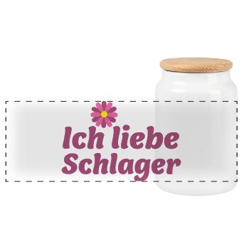 Schlager-Sticker: Musik & Blume Design - Panorama Keksdose mit Holzdeckel - Weiß - Vorne