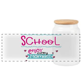 Schule - Panorama Keksdose mit Holzdeckel - Weiß - Vorne
