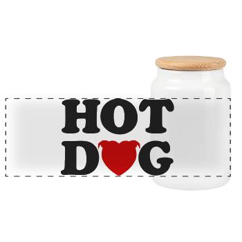 Herzkopf-Hotdog - 031 - Panorama Keksdose mit Holzdeckel - Weiß - Vorne