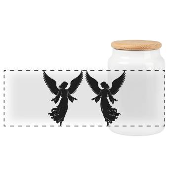 Ange avec des ailes - Boîte à biscuits avec couvercle en bois - blanc - Devant