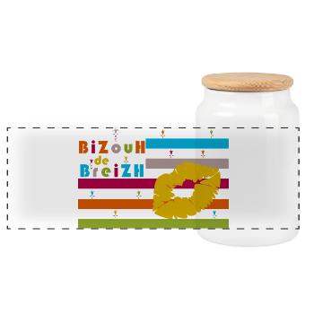BiZouH de Breizh .... - Boîte à biscuits avec couvercle en bois - blanc - Devant