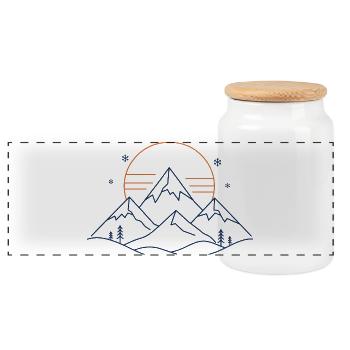 Berglandschaft mit Sonne - Panorama Keksdose mit Holzdeckel - Weiß - Vorne