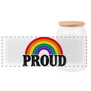 Proud Regenbogen Vintage Cap Shirt Sticker Kissen - Panorama Keksdose mit Holzdeckel - Weiß - Vorne