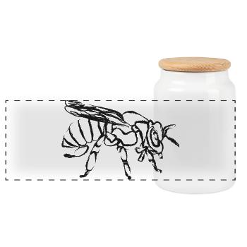 Black Bee – Instecte Illustration - Panorama Keksdose mit Holzdeckel - Weiß - Vorne
