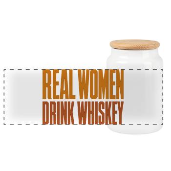 Echte Frauen trinken Whiskey - Lustiges Shirt - Panorama Keksdose mit Holzdeckel - Weiß - Vorne