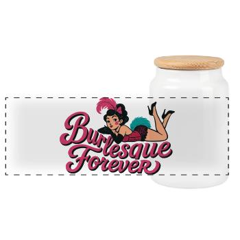 Burlesque Forever: Vintage Pin-Up Beauty - Panoramic Cookie Jar with Wooden Lid - white - Front