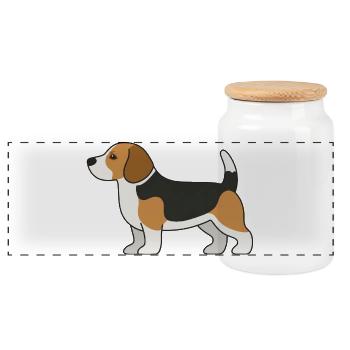 Illustration en blocs de couleur Beagle - Boîte à biscuits avec couvercle en bois - blanc - Devant