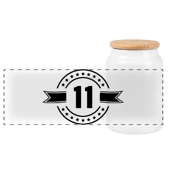 11 - Panoramic Cookie Jar with Wooden Lid - white - Front