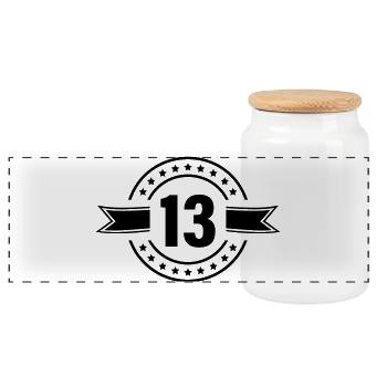 13_zahl - Panoramic Cookie Jar with Wooden Lid - white - Front