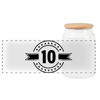 10_zahl - Boîte à biscuits avec couvercle en bois - blanc - Devant
