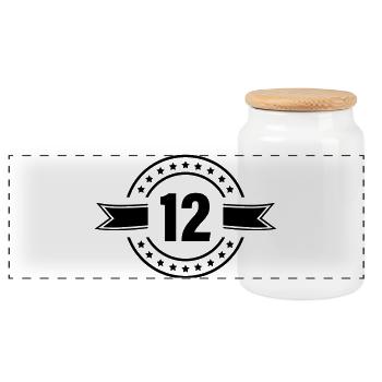 12_zahl - Panoramic Cookie Jar with Wooden Lid - white - Front