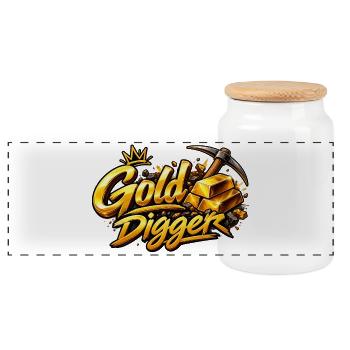 Gold Digger Gloss Motif - Boîte à biscuits avec couvercle en bois - blanc - Devant