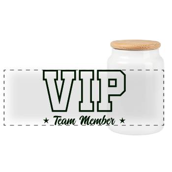 VIP Team Member Schriftzug - Panorama Keksdose mit Holzdeckel - Weiß - Vorne